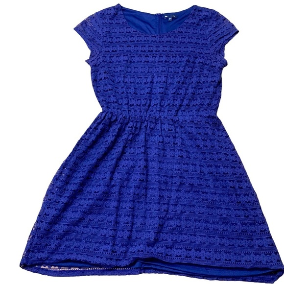 GAP | Knit Blue Dress Size 6 Elastic Waist Two Layer Cotton Blend - Picture 1 of 11